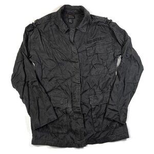 Forever 21 F21 Black Utility Army Military Field Jacket Coat Women Large Limited